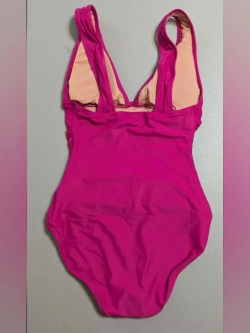 NWT J. Crew pink ruched swimsuit, size 8